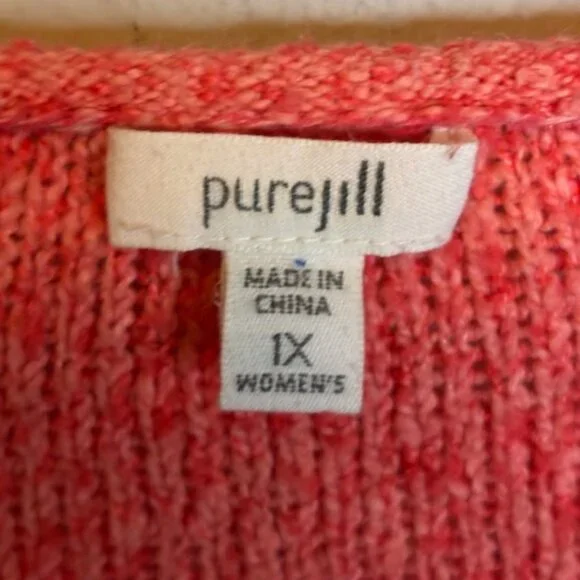 J.‎ Jill Pure Jill Sweater Women's Size 1X V Neck Long Sleeve Pink - Picture 3 of 4